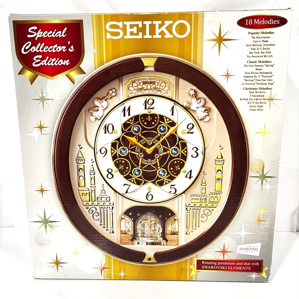 Seiko Melodies In Motion Clock Swarovski Crystals QXM491BR Collector NIB